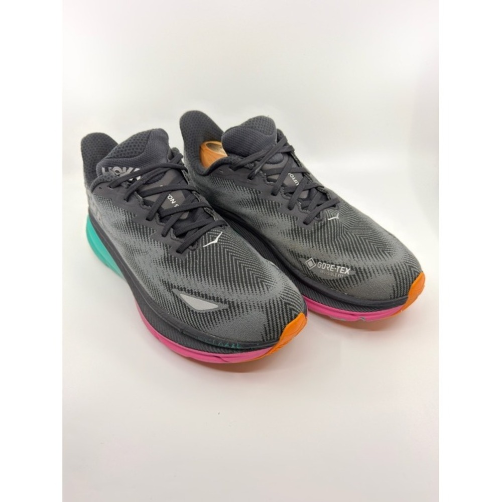 Hoka Clifton 9 GTX Running Shoes Mens 12.5 Grey Pink Teal  Gore-Tex Waterproof